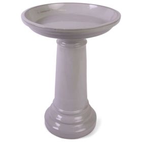 Beige Taupe Cream Ceramic Outdoor Garden Pedestal Birdbath