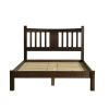 Queen size Solid Pine Wood Platform Bed with Headboard in Espresso