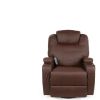 Brown Swivel Heat & Massage Recliner Chair 5 Modes Remote Control