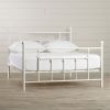 Queen size White Metal Platform Bed Frame with Headboard and Footboard