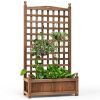 Solid Wood Farmhouse Garden Planter Box with 48-inch High Trellis