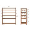 Bamboo 5-Shelf Multifunctional Shoe Rack - Holds up to 20 Pair of Shoes