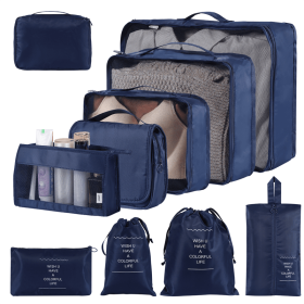 Home Fashion Simple Solid Color Storage Bag (Option: Navy Blue-10Set)